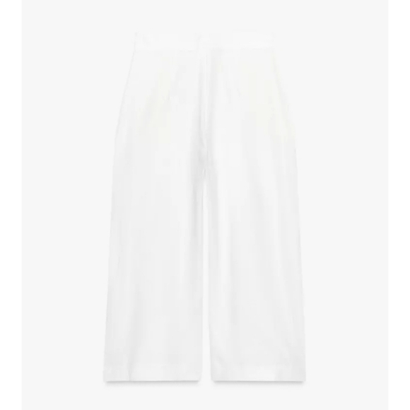 Zara Zw Collec 100% Linen High-rise Wide Leg Pleated Volume Cropped Pants - Picture 11 of 11